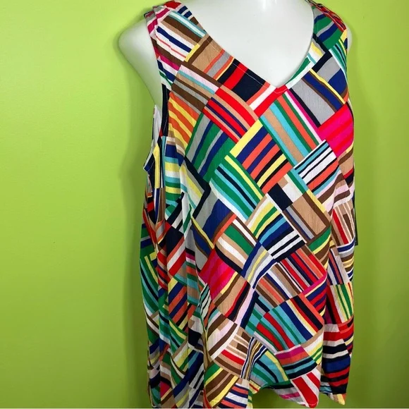 Nina Leonard Sleeveless Float Top multicolored size 1X NWT - Picture 2 of 6